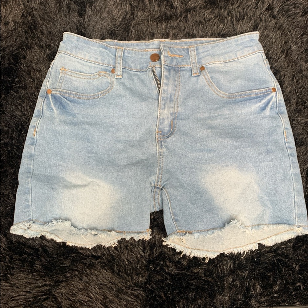 Denim Frayed Hem Women Shorts